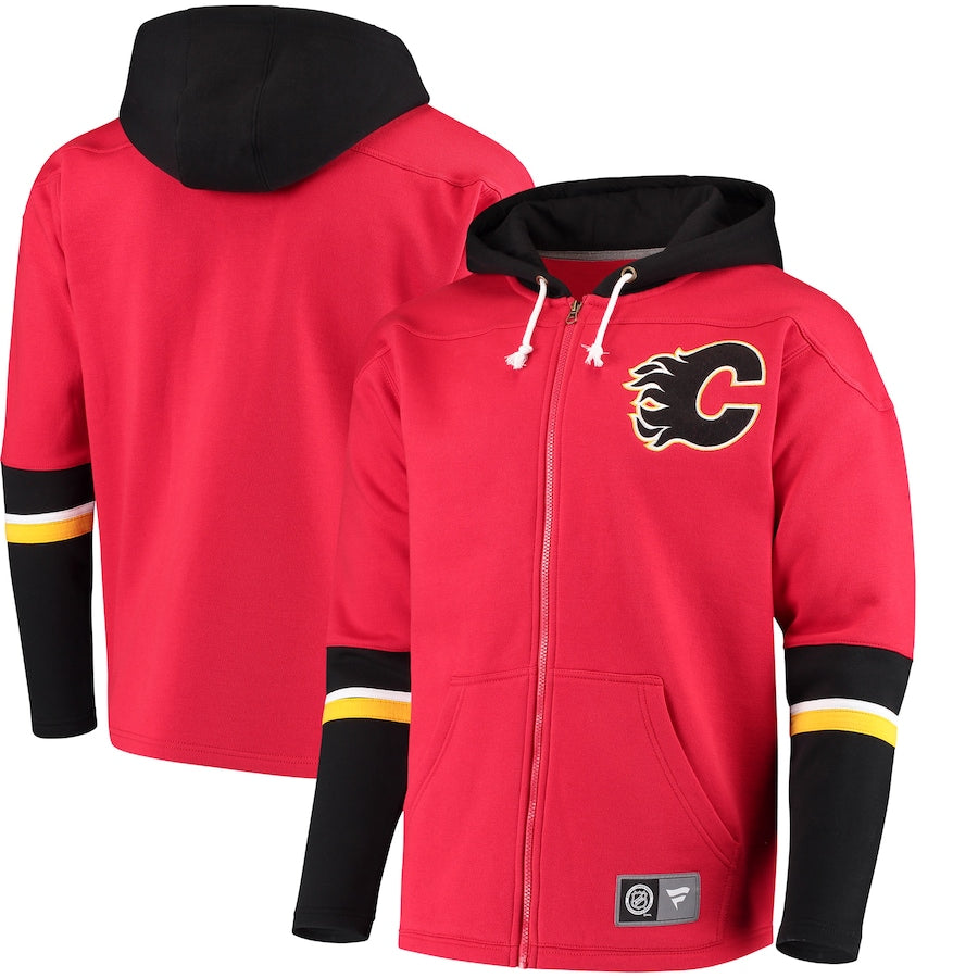 Calgary Flames NHL Fanatics Breakaway Lace Up Full Zip Hoodie