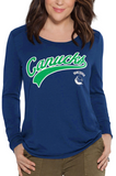 Vancouver Canucks NHL Alyssa Milano - Women's Redzone Long Sleeve T-Shirt