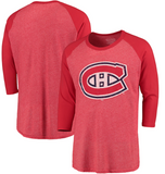 Montreal Canadiens NHL Majestic Threads - Tri-Blend 3/4-Sleeve Raglan T-Shirt