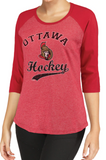 Ottawa Senators NHL Majestic Threads Women's Softhand ¾ Sleeve T-Shirt