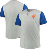 New York Mets MLB Majestic - Pinstripe Henley T-Shirt