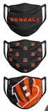 Cincinnati Bengals NFL FOCO - Adult Face Covering 3-Pack