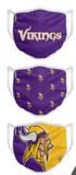 Minnesota Vikings NFL FOCO - Adult Face Covering 3-Pack