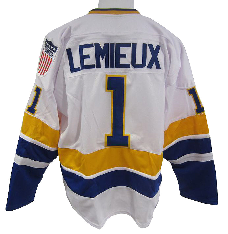 Charlestown Chiefs Slap Shot White #1 Denis Lemieux Jersey – Pro