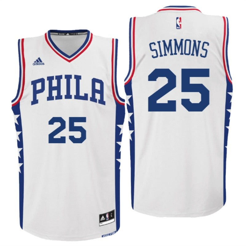 Men 25 Ben Simmons Jersey White Philadelphia 76ers Jersey Swingman