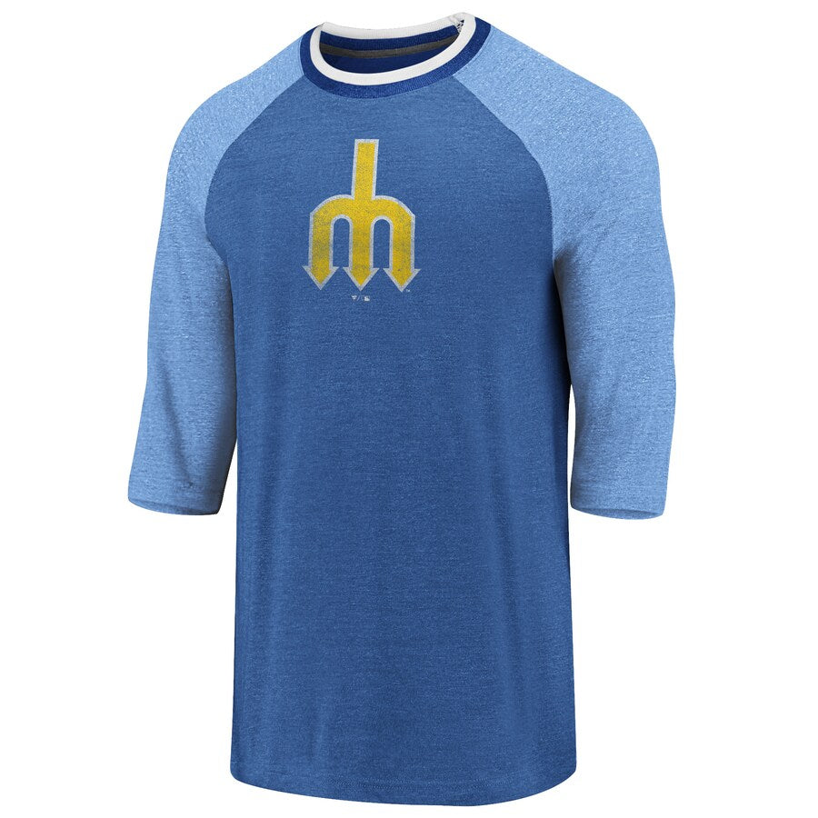 Seattle Mariners Fanatics Branded Cooperstown Collection True Classics  Throwback Logo Tri-Blend T-Shirt - Royal