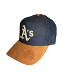 Athletics MLB Mitchell & Ness – Chambray and Suede Pro Pinch Snapback Cap