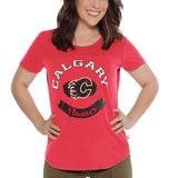 Calgary Flames NHL Alyssa Milano - Women's Gridiron T-Shirt