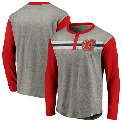 Calgary Flames NHL Fanatics - True Classics - Long Sleeve Henley T-Shirt