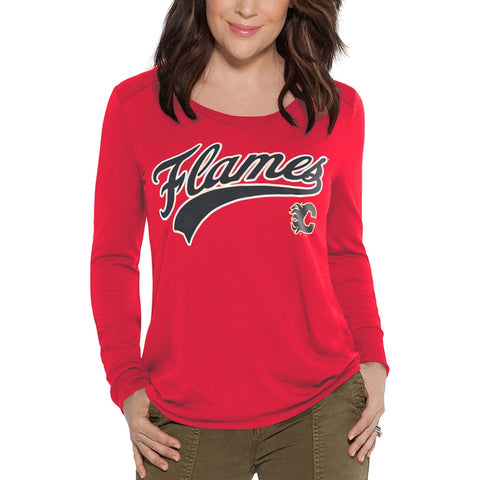 Calgary Flames NHL Alyssa Milano - Women's Redzone Long Sleeve T-Shirt