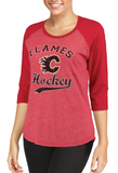 Calgary Flames NHL Majestic - Women's Softhand ¾ Sleeve T-Shirt