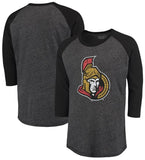 Ottawa Senators NHL Majestic Threads Tri-Blend 3/4-Sleeve Raglan T-Shirt