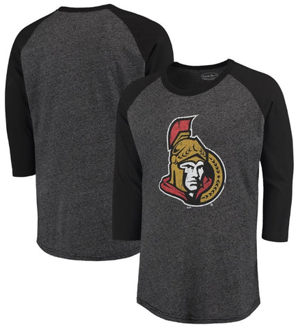 Ottawa Senators NHL Majestic Threads Tri-Blend 3/4-Sleeve Raglan T-Shirt