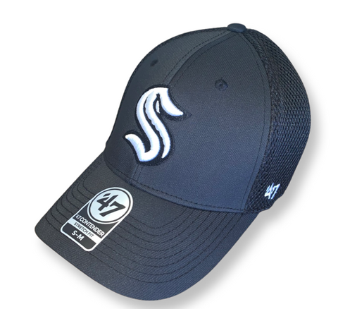 Seattle Kraken NHL ’47 Brand - Black and White Contender Stretch Fit Cap