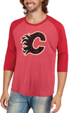 Calgary Flames NHL Majestic Threads - Tri-Blend 3/4-Sleeve T-Shirt