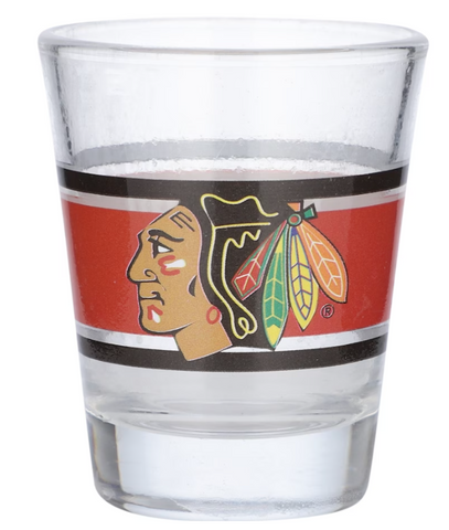 Chicago Blackhawks NHL Logo Brands - 2oz. Stripe Shot Glass