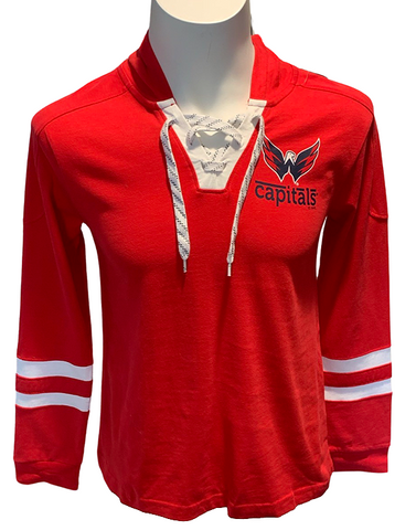 Washington Capitals NHL Apparel – Women's Lace Up Hooded Tee