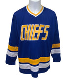 Charlestown Chiefs Slap Shot - Blue #17 Steve Hanson Jersey