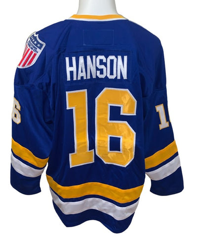 Charlestown Chiefs Slap Shot - Blue #16 Jack Hanson Jersey