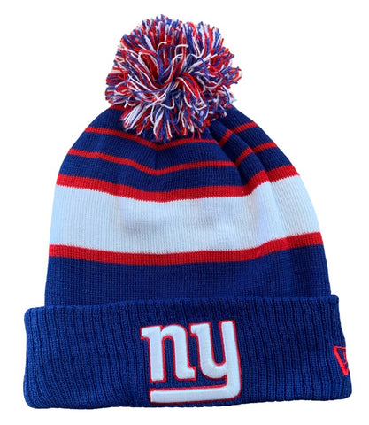 New York Giants NFL New Era - Striped Cuffed Knit Beanie with Pom