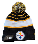 Pittsburgh Steelers NFL New Era - Striped Cuffed Knit Beanie with Pom