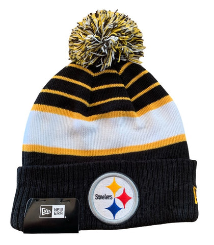 Pittsburgh Steelers NFL New Era - Striped Cuffed Knit Beanie with Pom
