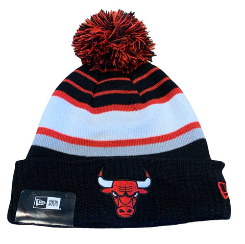 Chicago Bulls NBA New Era – Team Stripe Beanie with Pom