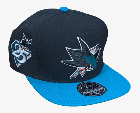 San Jose Sharks NHL Mitchell &amp; Ness – Two-Tone 25th Patch Dynasty Fitted Cap