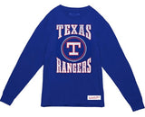 Texas Rangers MLB Mitchell and Ness - Arched Logo Slub Long Sleeve T-Shirt
