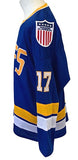 Charlestown Chiefs Slap Shot - Blue #17 Steve Hanson Jersey