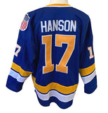 Charlestown Chiefs Slap Shot - Blue #17 Steve Hanson Jersey
