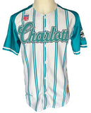 Charlotte Black Hornets Negro League - Full Button Front White Jersey