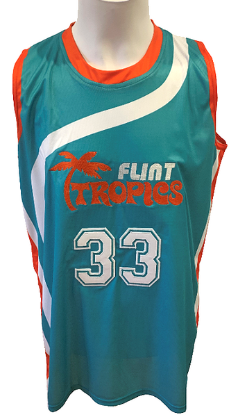 Flint Tropics 33 Jackie Moon Teal Basketball Jersey Semi Pro Team