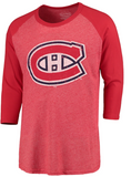 Montreal Canadiens NHL Majestic Threads - Tri-Blend 3/4-Sleeve Raglan T-Shirt