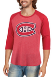 Montreal Canadiens NHL Majestic Threads - Tri-Blend 3/4-Sleeve Raglan T-Shirt