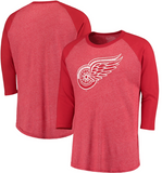 Detroit Red Wings NHL Majestic - Tri-Blend 3/4-Sleeve Raglan T-Shirt