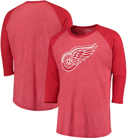 Detroit Red Wings NHL Majestic - Tri-Blend 3/4-Sleeve Raglan T-Shirt