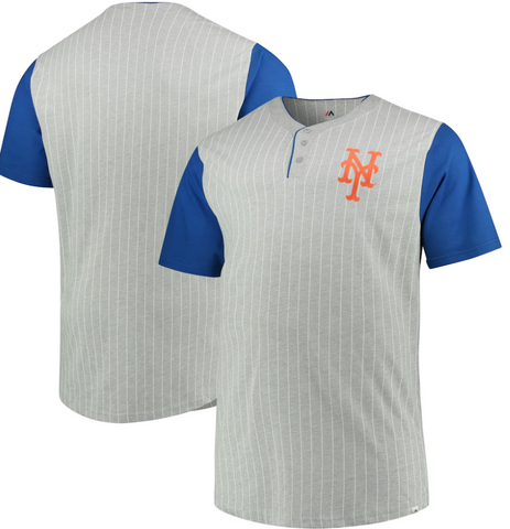 New York Mets MLB Majestic - Pinstripe Henley T-Shirt
