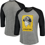 Pittsburgh Pirates Majestic Threads Cooperstown Collection 3/4-Sleeve Raglan Tri-Blend T-Shirt