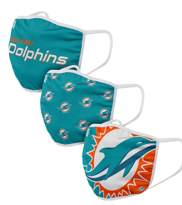 Miami Dolphins NFL FOCO - Adult Face Covering 3-Pack