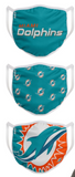 Miami Dolphins NFL FOCO - Adult Face Covering 3-Pack