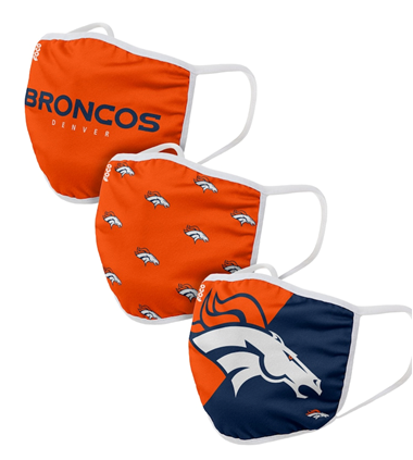 Denver Broncos NFL FOCO - Adult Face Covering 3-Pack