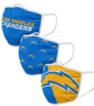 Los Angeles Chargers NFL FOCO - Adult Face Covering 3-Pack