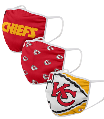 Kansas City Chiefs NFL FOCO - Adult Face Covering 3-Pack