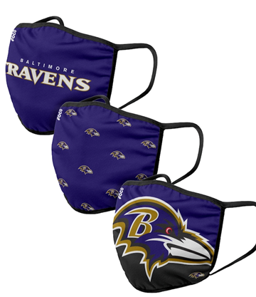 Baltimore Ravens NFL FOCO - Adult Face Covering 3-Pack