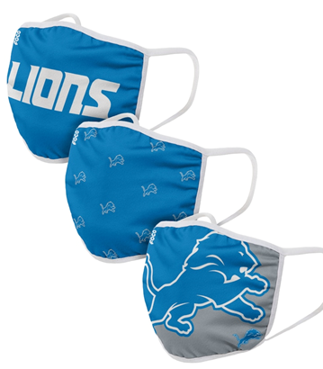 Detroit Lions NFL FOCO - Adult Face Covering 3-Pack