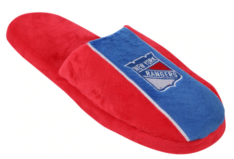 New York Rangers NHL FOCO – Big Logo Stripe Slippers