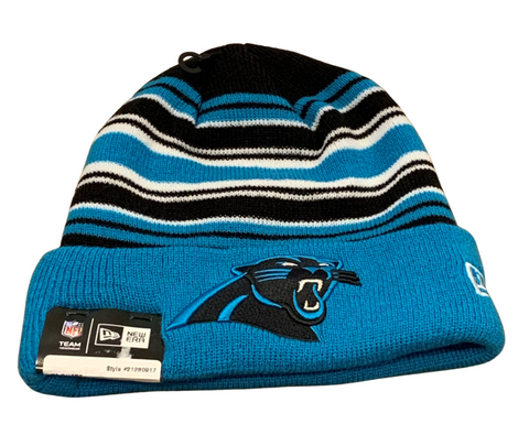 Carolina Panthers NFL New Era – Striped End Zone Cuffed Knit Beanie