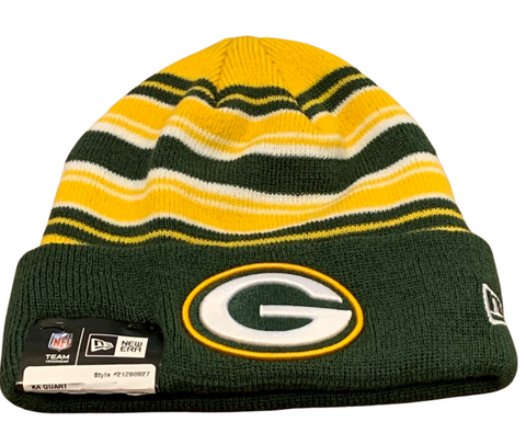 Green Bay Packers NFL New Era – Striped End Zone Cuffed Knit Beanie