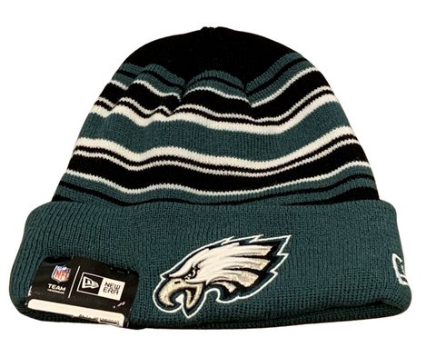 Philadelphia Eagles NFL New Era – Striped End Zone Cuffed Knit Beanie